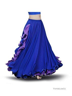 Chiffon Belly Dance Skirt Side Slit Tribal Dance Costume